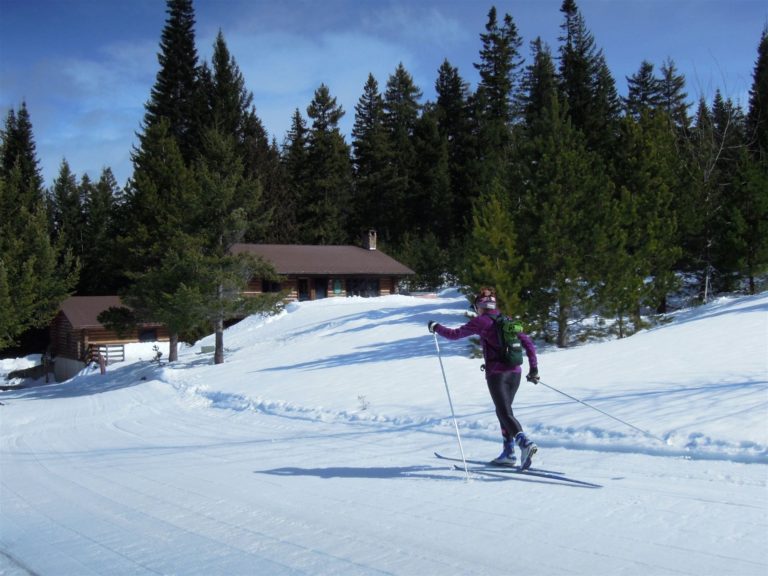 Nordic Skier on our Cross Country Ski/ Snowshoeing Trails- Cooper Spur Amenities