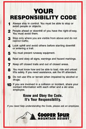 Cooper Spur Ski Area Responsibility Code
